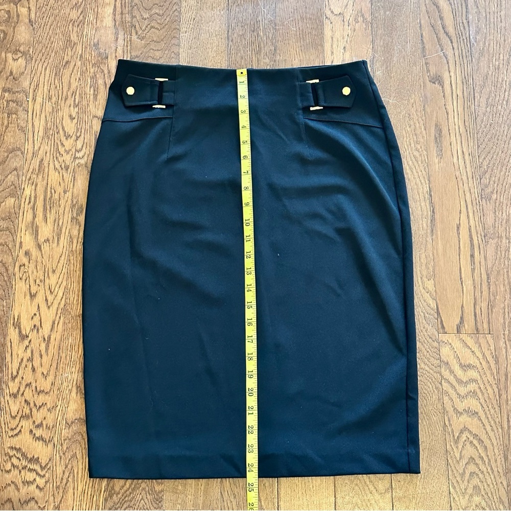 NYCC Women’s Black Pencil Skirt with Gold Accent Buckles Elastic Waist Size M - Picture 5 of 6
